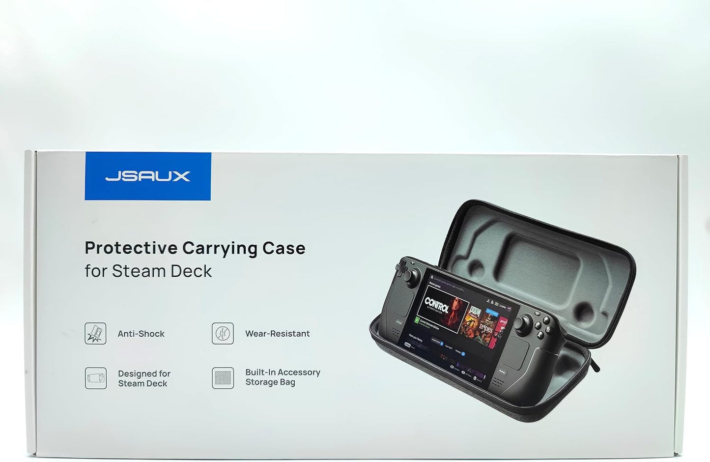 JSAUX Carrying Case Compatible with Steam Deck, Protective Hard Shell Carry Case Built-in Charger & Docking Station Storage(Upgrade), Portable Travel Case for Steam Deck Console & Accessories-BG0106A