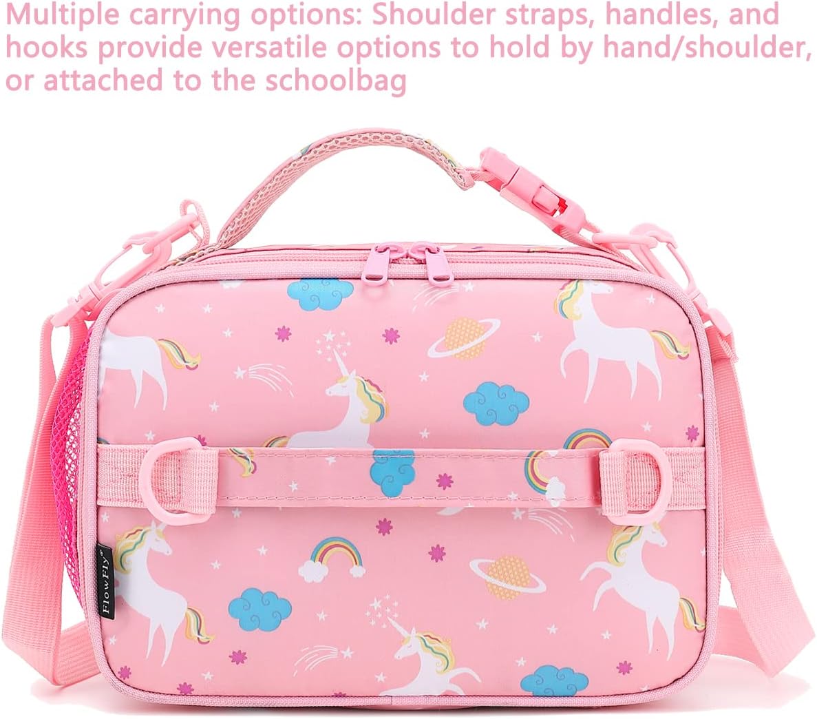 FlowFly Kids Lunch Box Insulated Soft Bag Mini Cooler Back to School Thermal Meal Tote Kit for Girls, Boys, Black