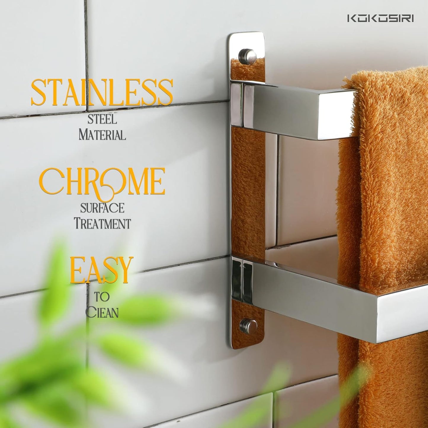 KOKOSIRI Towel Bars Black Bath Towel Holders 20 Inches Bathroom 2-Tiers Ladder Towel Rails Wall Mounted Towels Shelves Rack Stainless Steel, B5008BK-L20