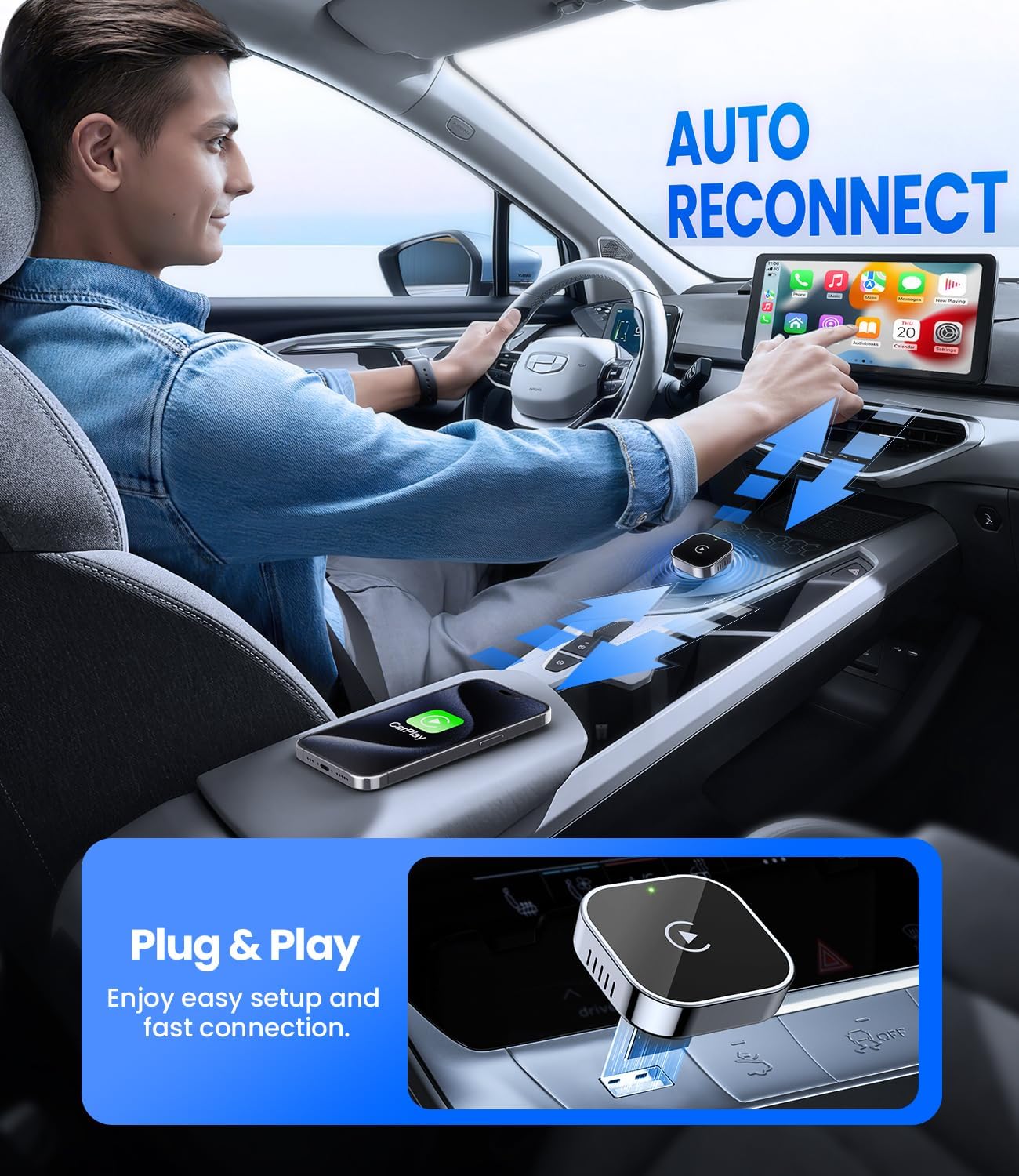 Purilite Select Wireless CarPlay Adapter – Ultra-Compact, Lightning Fast, Truly Wireless