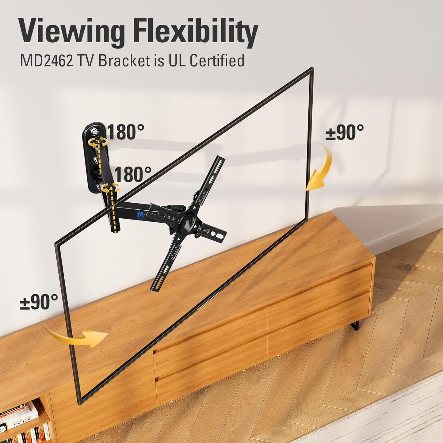 Mounting Dream TV Mount for Most 26-55 Inch TVs, Full Motion TV Wall Mount with Perfect Center Design on Single Stud Articulating Mount Max VESA 400x400mm up to 77 LBS, MD2413-MX
