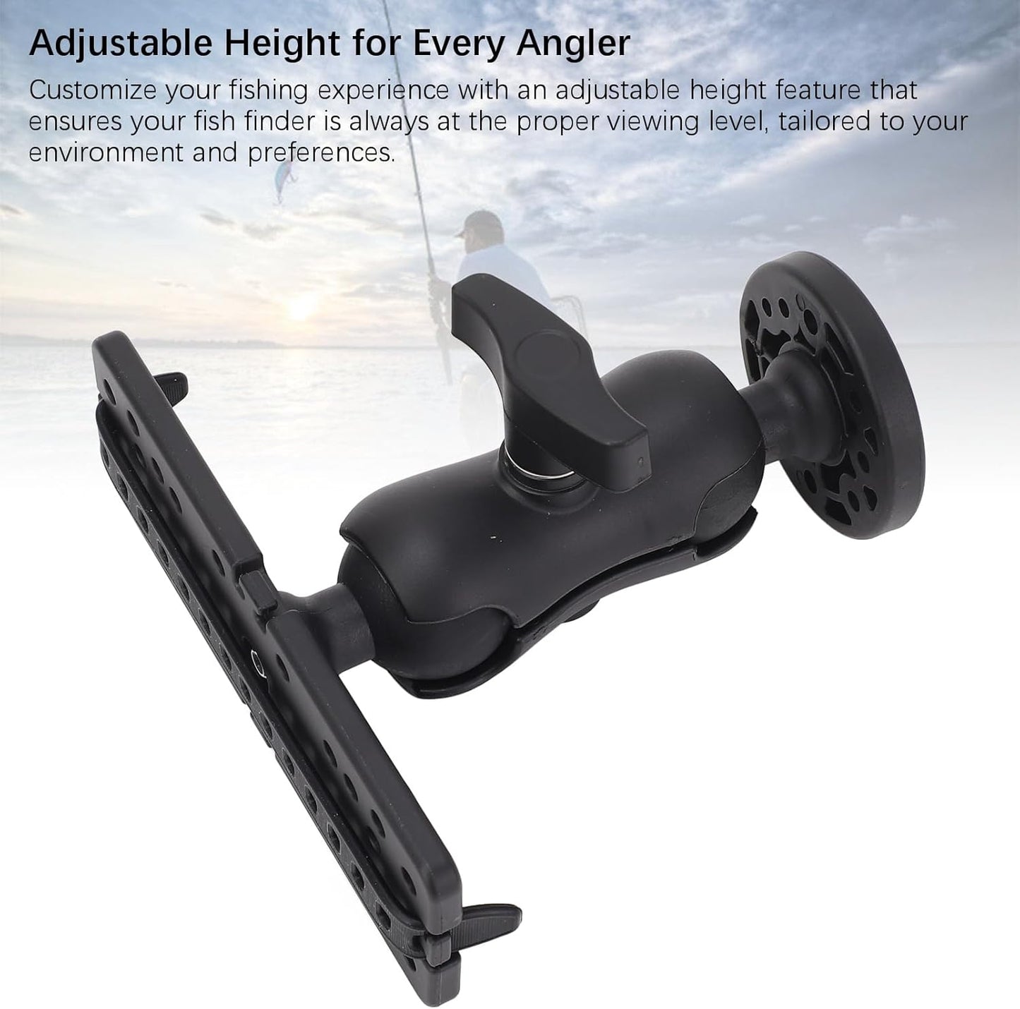 ZAWELIYO Fish Finder Mount Holder Rack 360 Degree Rotatable Height Adjustable Shock for Kayaks Canoes Accessories