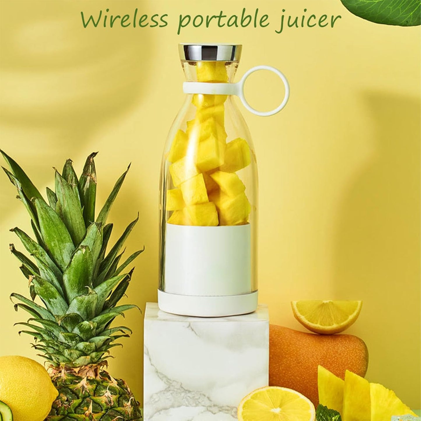 Juicengo Portable Blender, 2 In- 1 Fresh juice Bottle with Cordless Charging, Easy to Use & Self-Cleaning, 20000rpm, for Smoothies, Milkshakes (White)