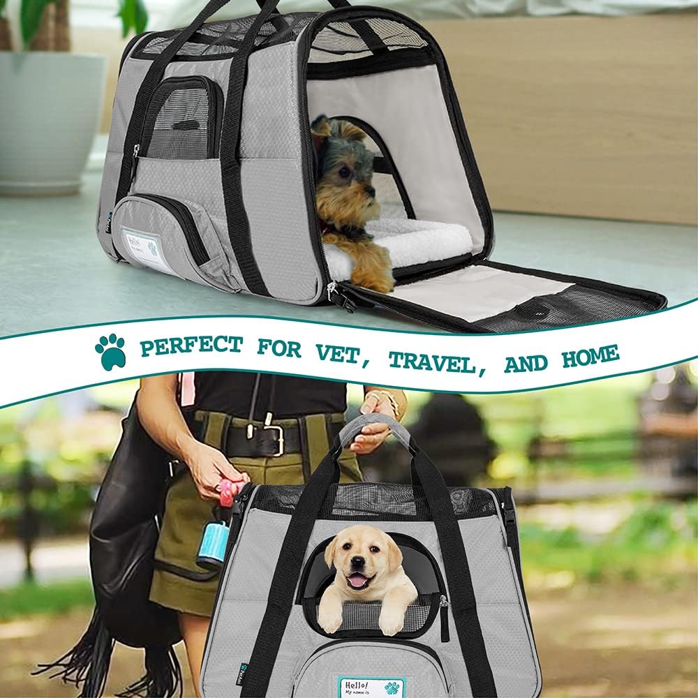 Premium Airline Approved Soft-Sided Pet Travel Carrier by PetAmi | Ventilated, Comfortable Design with Safety Features | Perfect For Plane or Car | Ideal for Small to Medium Sized Cats, Dogs, and Pets