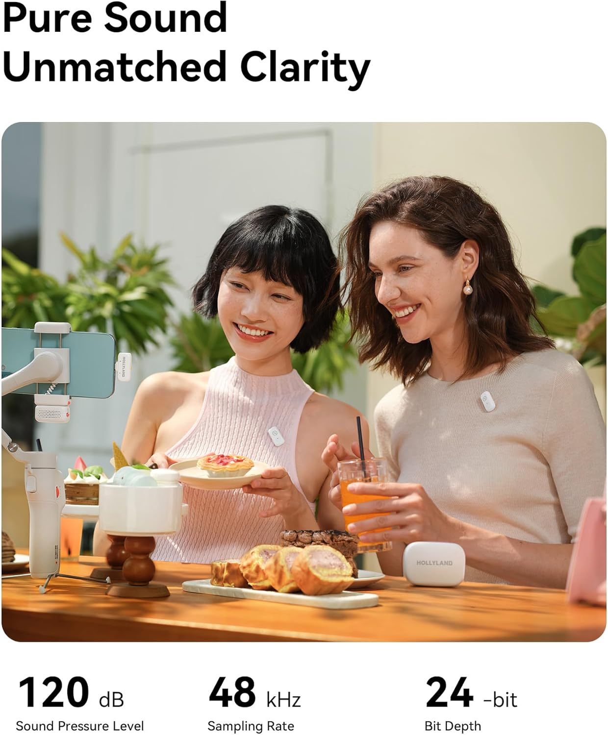 Hollyland Lark A1 Duo - Wireless Microphone USB C for iPhone 16/15 & Android (2TX + USB-C RX + Charging Case), Magnetic Mic for YouTube, TikTok, Podcast, Interviews (Black)