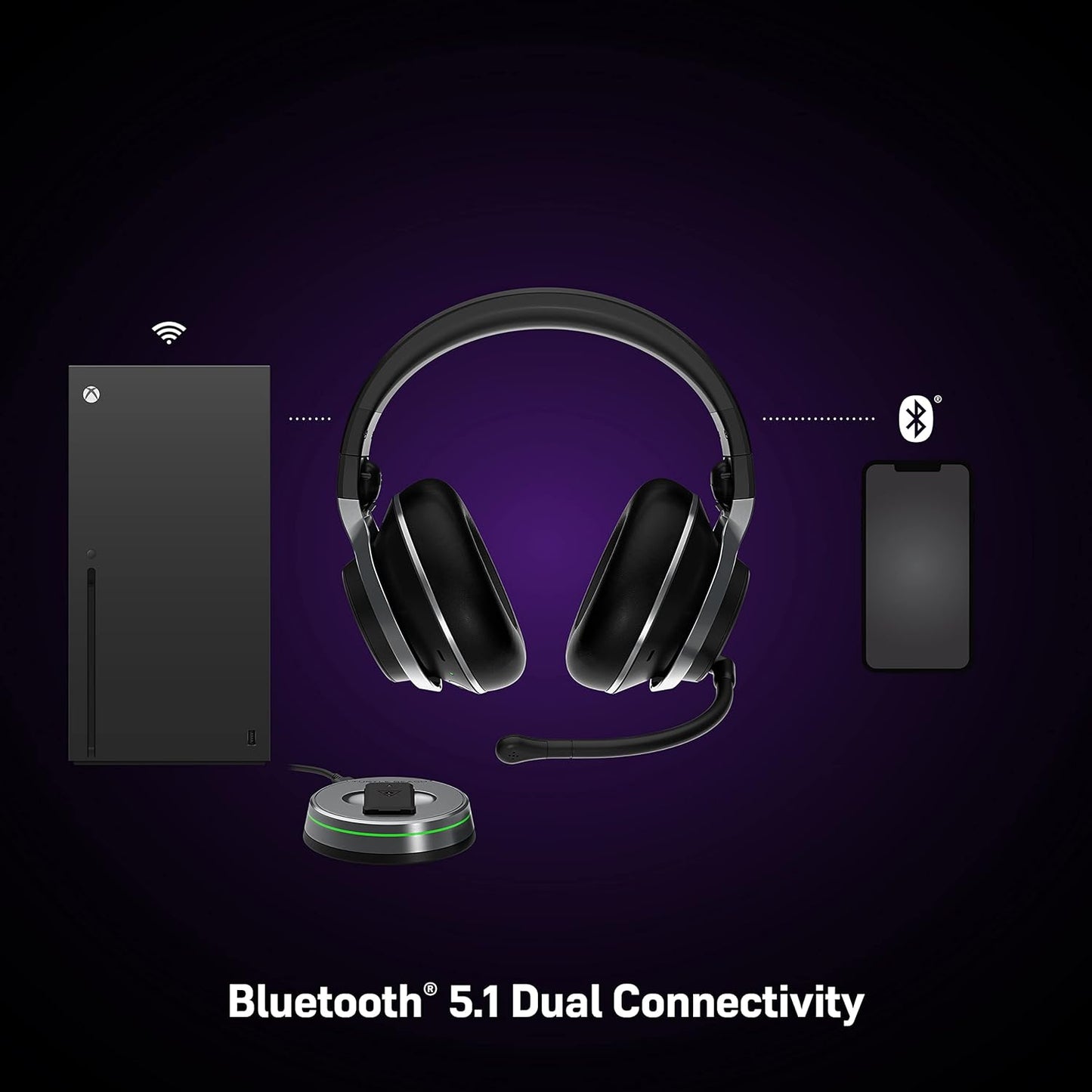 Turtle Beach Stealth Pro Multiplatform Wireless Noise-Cancelling Gaming Headset for Xbox Series X|S, Xbox One, PS5, PS4, PC, Mac, Switch, & Mobile – 50mm Speakers, Bluetooth, Dual Batteries – Black