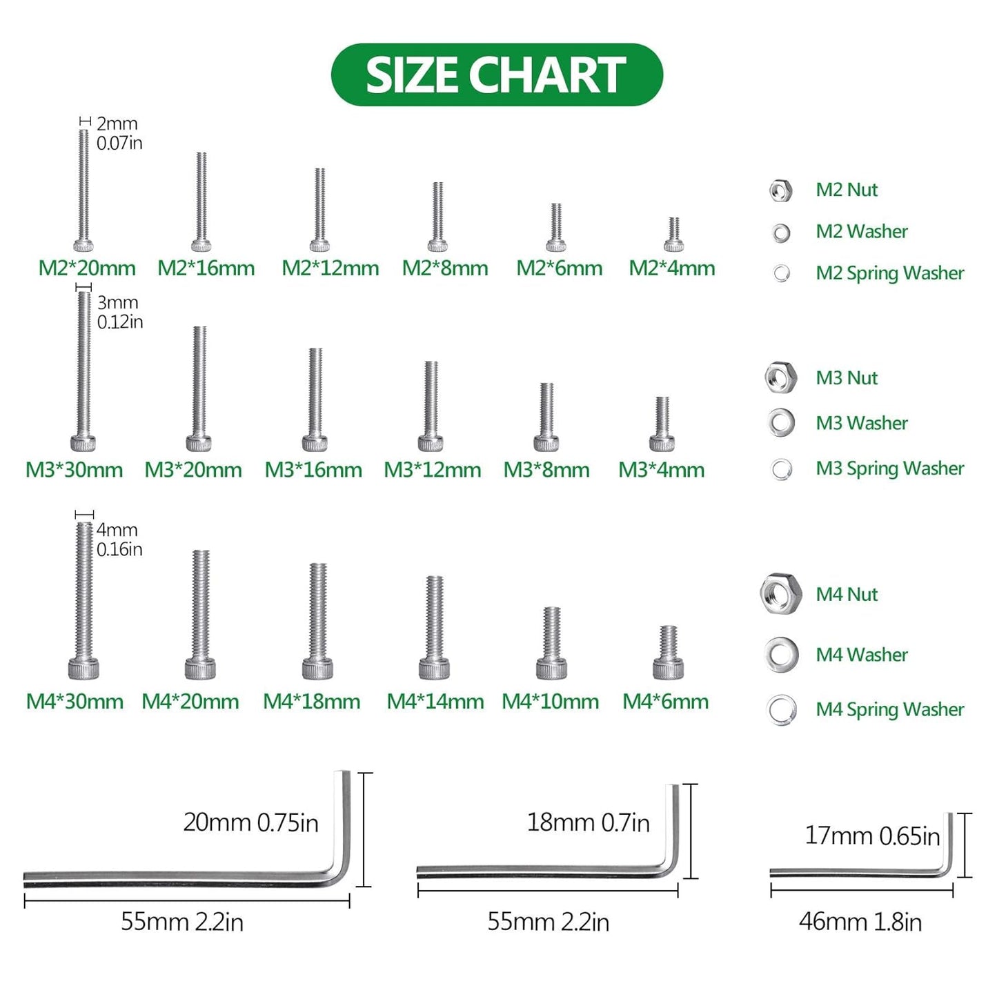 860PCS Metric Screw Assortment Kit, M2 M3 M4 M5 Machine Screws with Lock & Flat Washers, 10.9 Grade Alloy Steel, Metric Hex Button Head Cap Nuts and Bolts Assortment Kit with 4 Wrenches