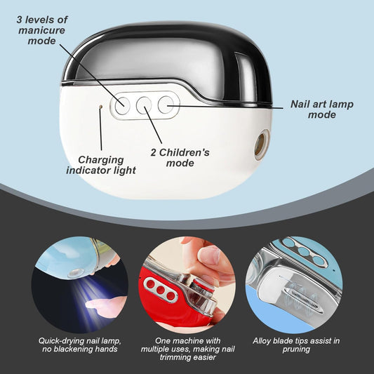 Automatic Nail Clipper, 3 Speeds 3 In 1 Electric Toenail Clippers With Polisher And Nail Lamp, Rechargeable Mute Fingernail Trimmer For Adults And Kids, Baby Products - PuriLite