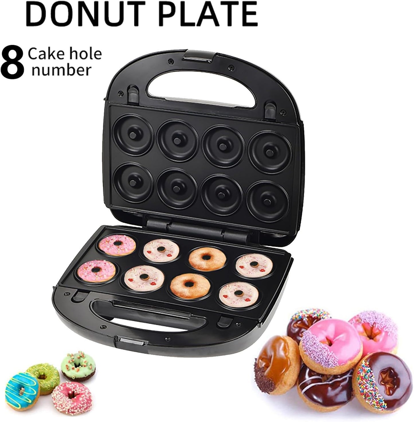8 in 1 Electric Sandwich Maker, Panini Press Grill and Waffle Iron Set with 7 Pairs Removable Non Stick Plates Multifunction Automatic Temperature Control Donut Maker