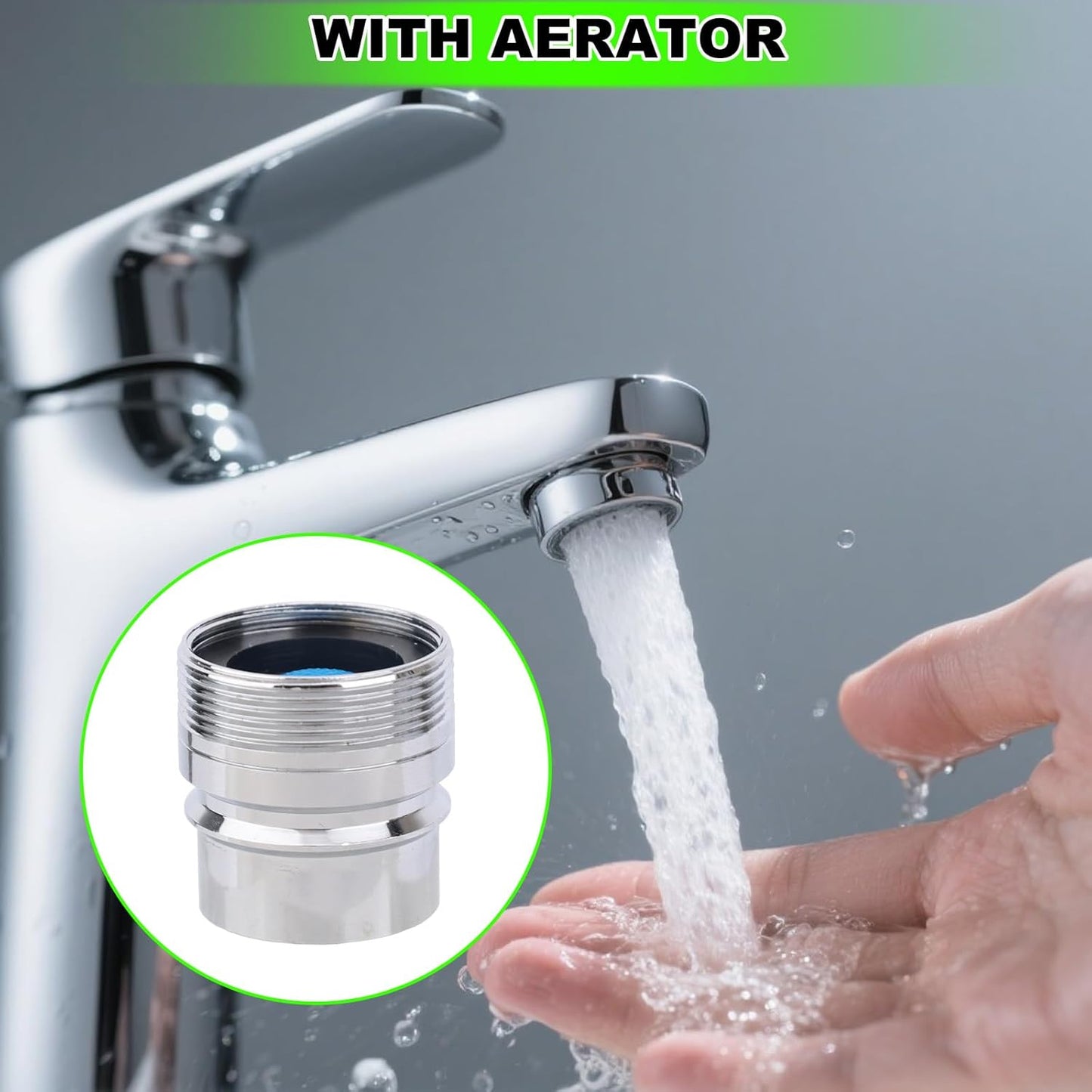 lasuroa 2pcs Portable Dishwasher Sink Faucet Adapter with Aerator, Chrome Adapter Kitchen Hose Attachment Connection for 15/16-27 Male or 55/64-27 Famale