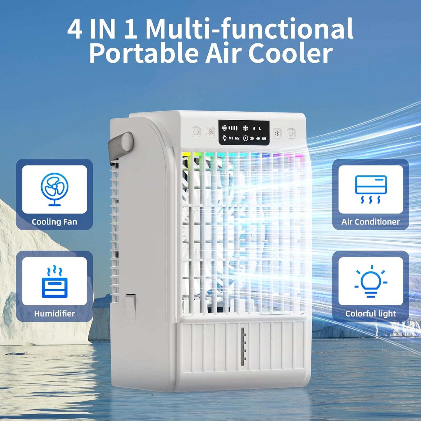 Purilite Select 4-in-1 Mini Portable Air Conditioner – Cool, Mist, Humidify & Glow On the Go