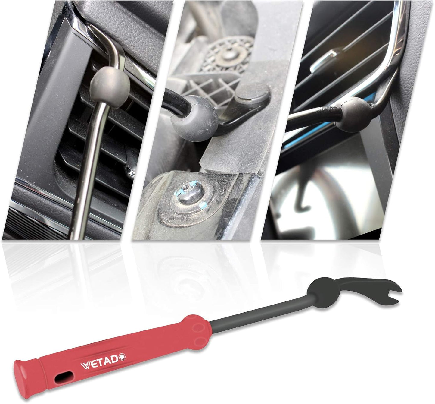 Wetado Trim Removal Tool, Car Upholstery Repair Kit, Car Door Audio Panel Trim Removal Set, Fastener Terminal Remover Tool Set Clips Pry Kit Auto Clip Pliers (8PCS Red)