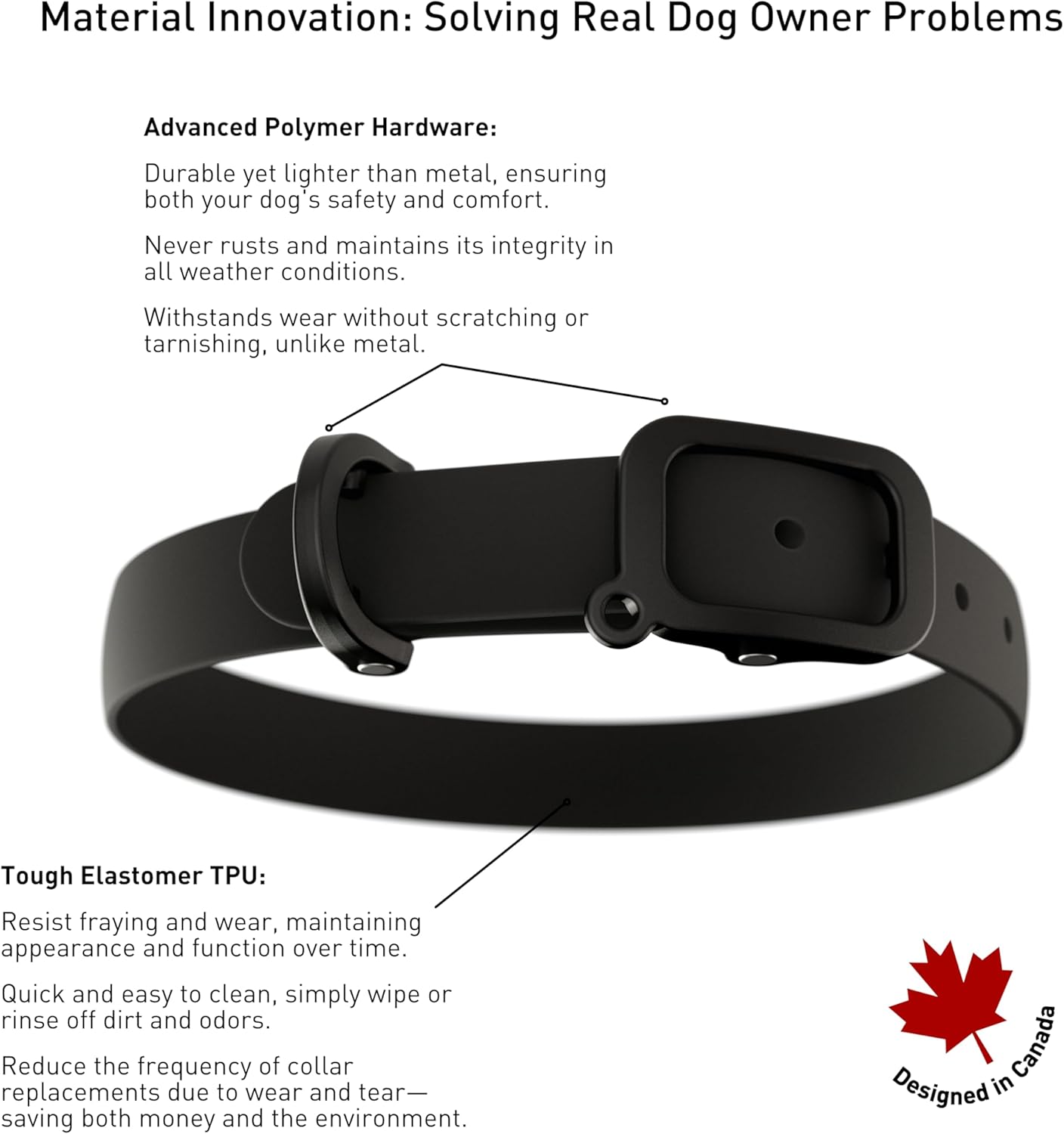 Waterproof Dog Collar - Durable, Comfortable and Adjustable Silicone Dog Collar with Wear Resistant Buckle and ID Tag Ring for Small Dogs by Nuvuq (Black, Small)