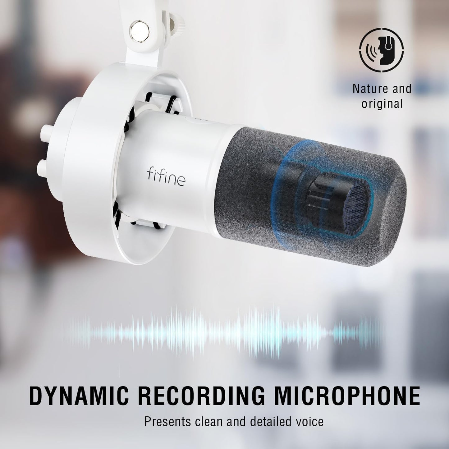 Fifine XLR/USB Podcast Microphone, PC Recording Dynamic Mic for Streaming, Studio, Vocal, Voice-Over, Instruments, Metal Cardioid Mic with Tap-to-Mute, Monitoring Headphone Jack, Gain Knob-K688