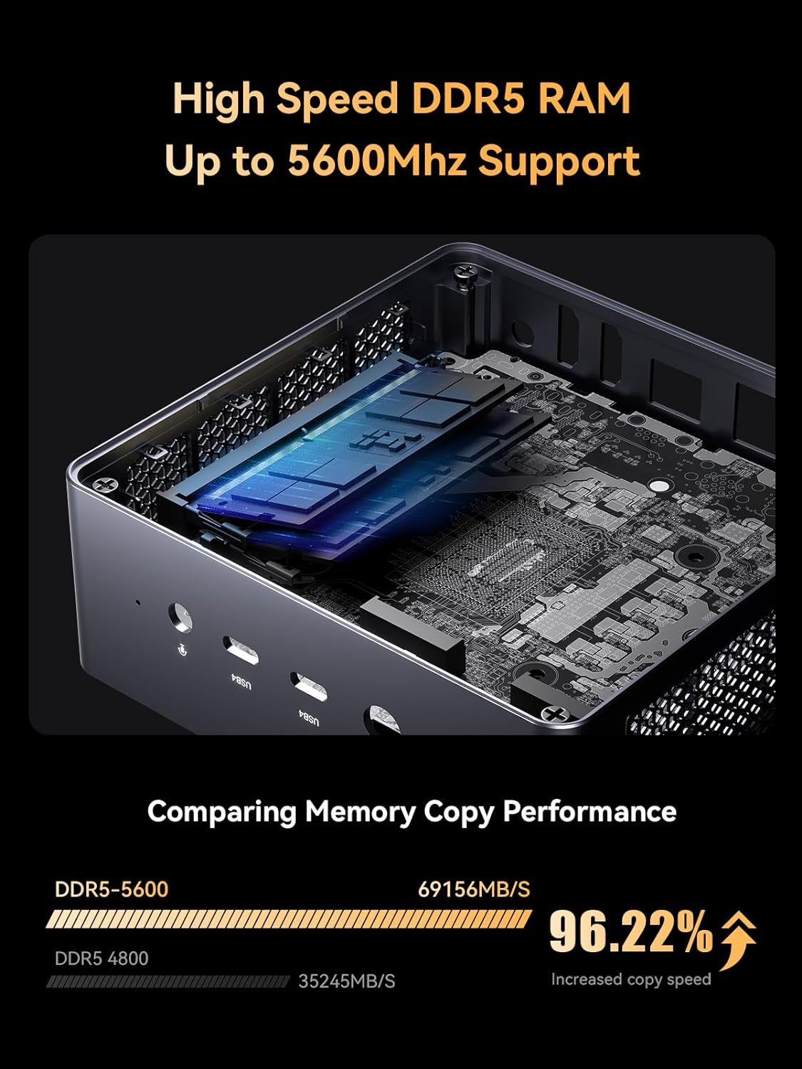 MINISFORUM UM760 Slim Mini PC AMD Ryzen 5 7640HS(6C/12T, up to 4.3GHz) 16GB RAM 1TB SSD Micro Computer, HDMI(4K), DP(4K),USB4(8K) Triple Video Output, AMD Radeon 760M Graphics 2.5G LAN Small PC