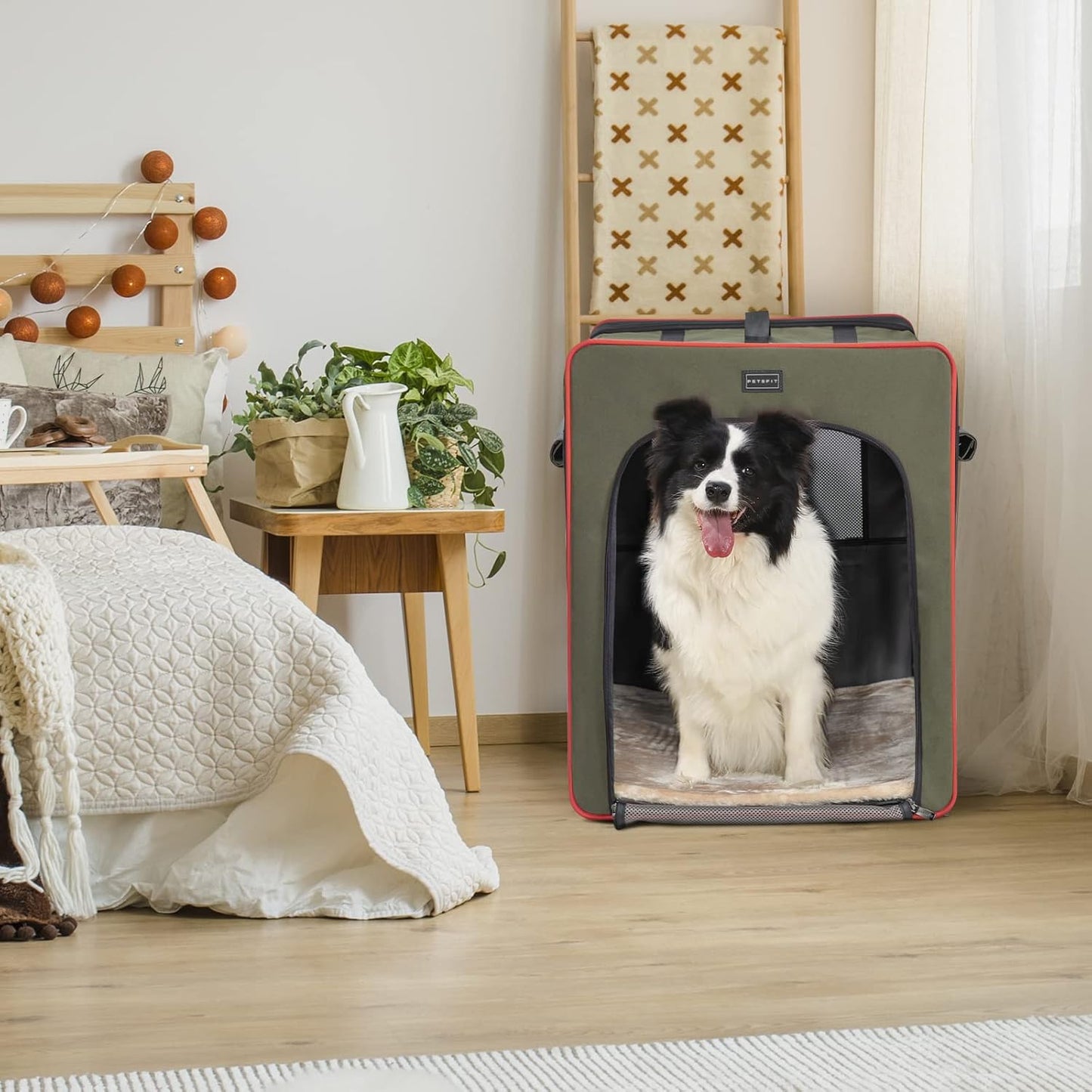 PETSFIT Soft Sided Dog Crate, Travel Dog Crate - 19 Inch Lightweight, Roomy, Easy to Set Up, Sturdy Portable Dog Kennel with Thick Mat, Navy Blue