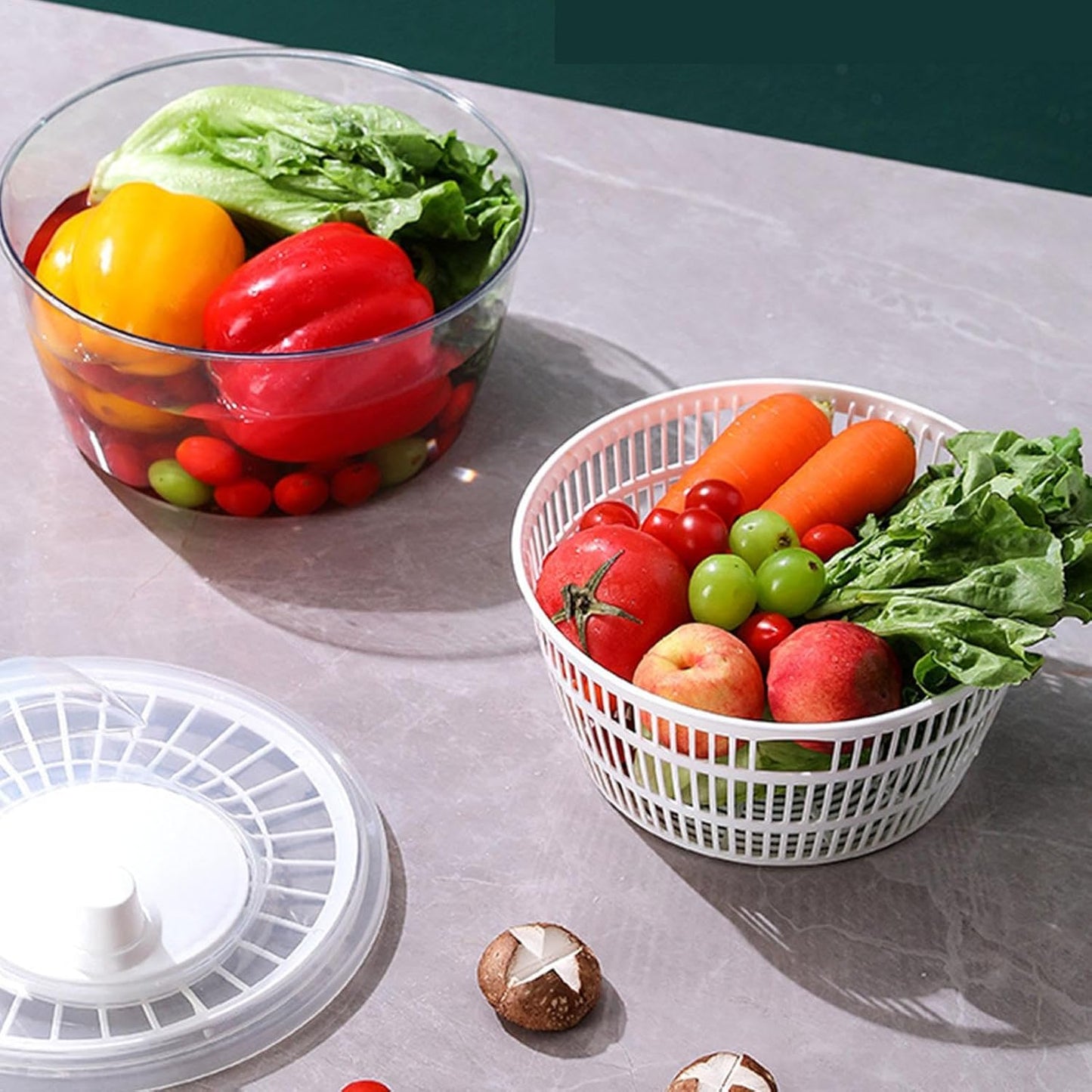 Lettuce Spinner - Fruit Washer Spinner | Lettuce Cleaner Spinner Large Salad Spinner, Fruit Washer Spinner Vegetable Dryer, Salad Spinner Lettuce Dryer Fruit Washer for Safe and Practical