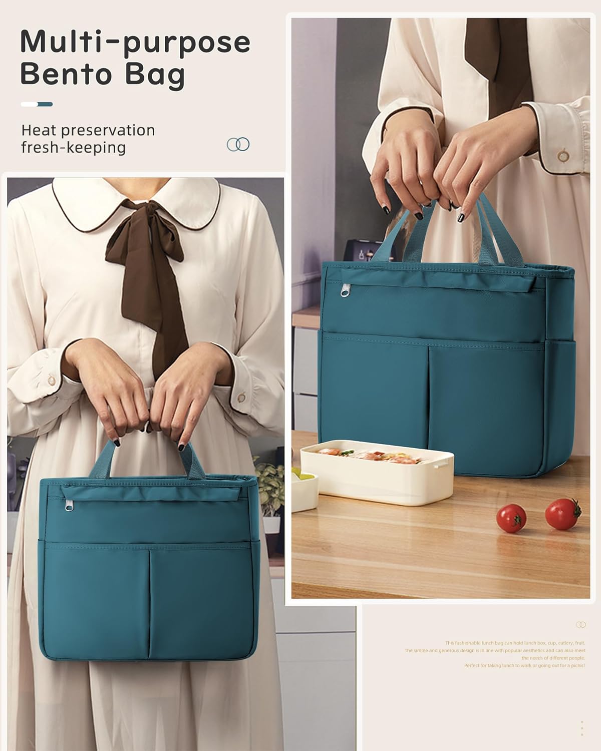 Lunch Bag Insulated Lunch Box Leakproof Lunch Tote Bags for Women Men,Portable Thermal Cooler Bag Lunch Containers with Shoulder Strap for Work, Family, Picnic, School, Outdoor,BBQ C2-Pinkpurple