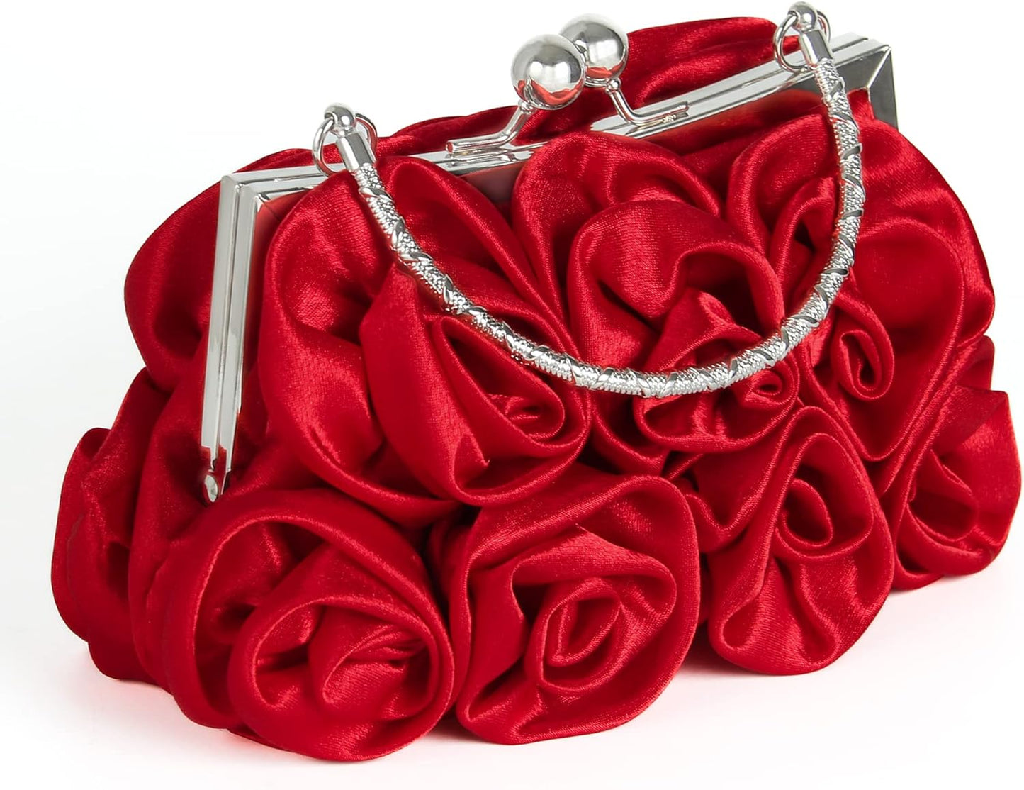kilofly Missy K 7 Roses Clutch Purse, Satin, with Detachable Strap + kilofly Money Clip