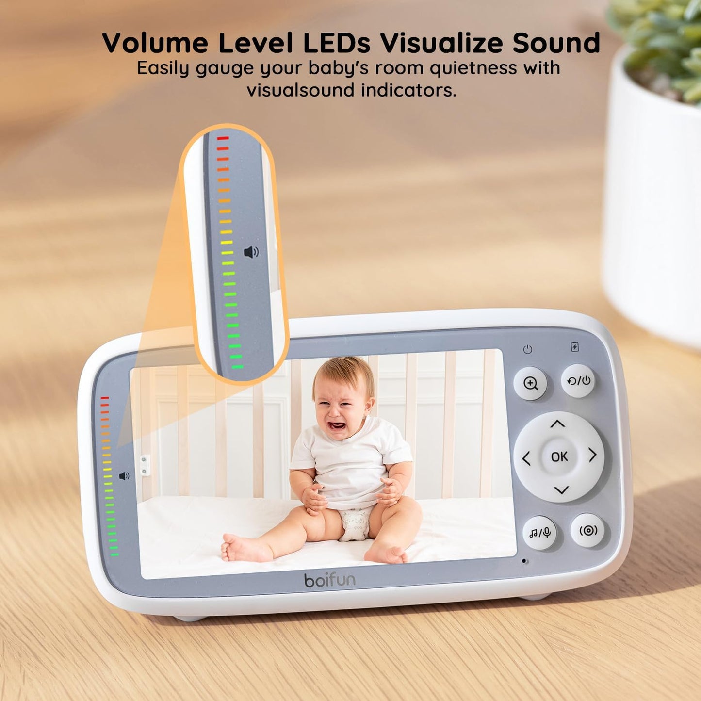 BOIFUN Baby Monitor No Wi-Fi, 4'' 3X Zoom Display, Video Baby Monitor Camera, IPS 720p Wireless (Moniteur Bébé), Easy to Use and Set Up, VOX Sound Detection, Invisible Infrared Night Vision