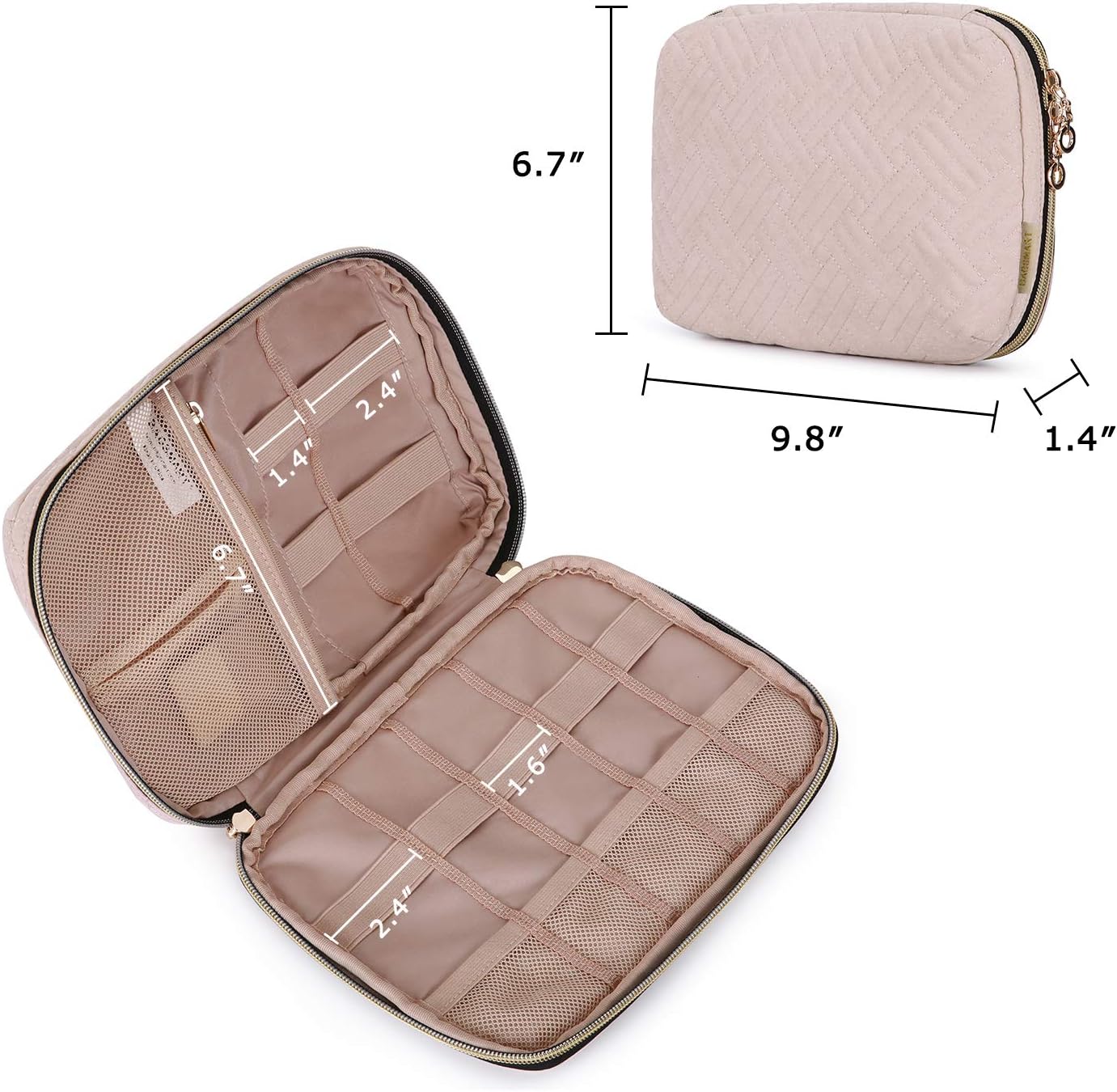 BAGSMART Electronic Organizer, Travel Cable Organizer Double Layer Electronics Accessories Cases Portable for Tablet 7.9", USB Drive, Cords, Black