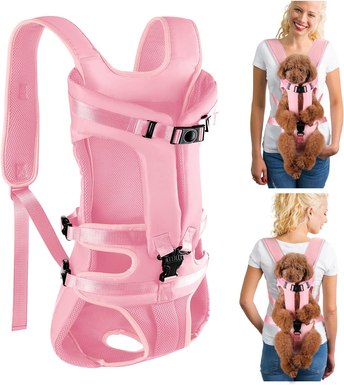 SlowTon Dog Carrier Backpack for Small Medium Dogs, Legs Out & Easy-Fit Dog Cat Puppy Front Carriers Bag for Pet Up to 35lbs, Adjustable Breathable Pet Backpack for Traveling Camping Hiking