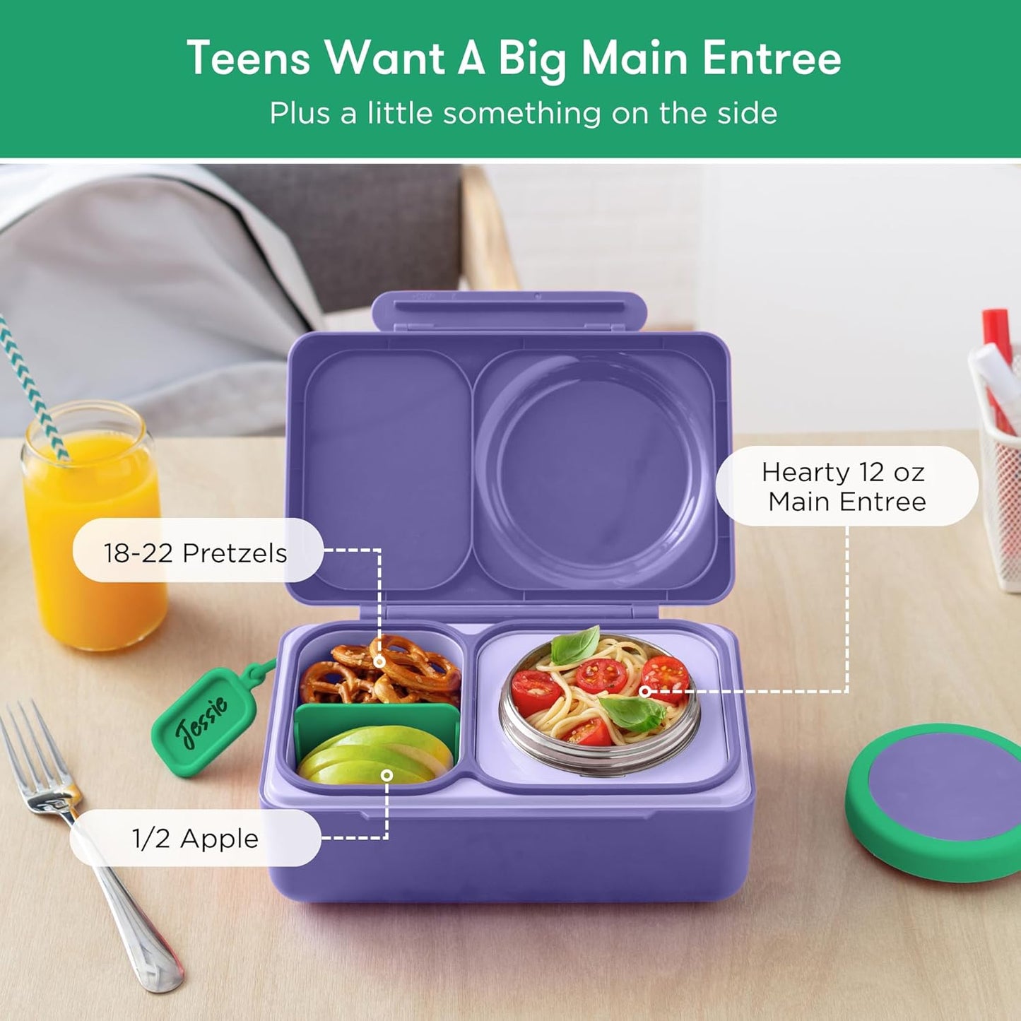 OmieBox UP bento box for kids | Insulated lunch box | Insulated food jar | Cooler ice pack | 2 Compartments (Cherry Pink)
