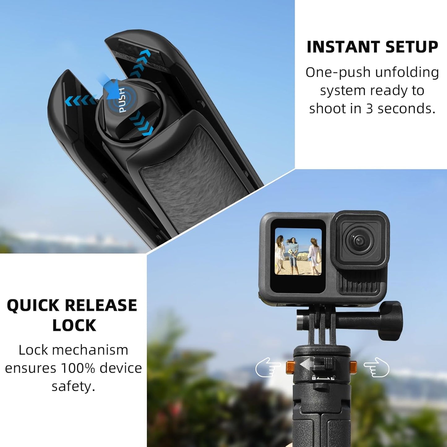20" Osmo Pocket 3 Tripod for Action Camera, Mini Table Desk Extendable Stand Small Handheld Selfie Stick with Quick Release 1/4'' Screw Vlog for DJI Action 5 Pro for Insta360 X4 X5 X3 Accessories
