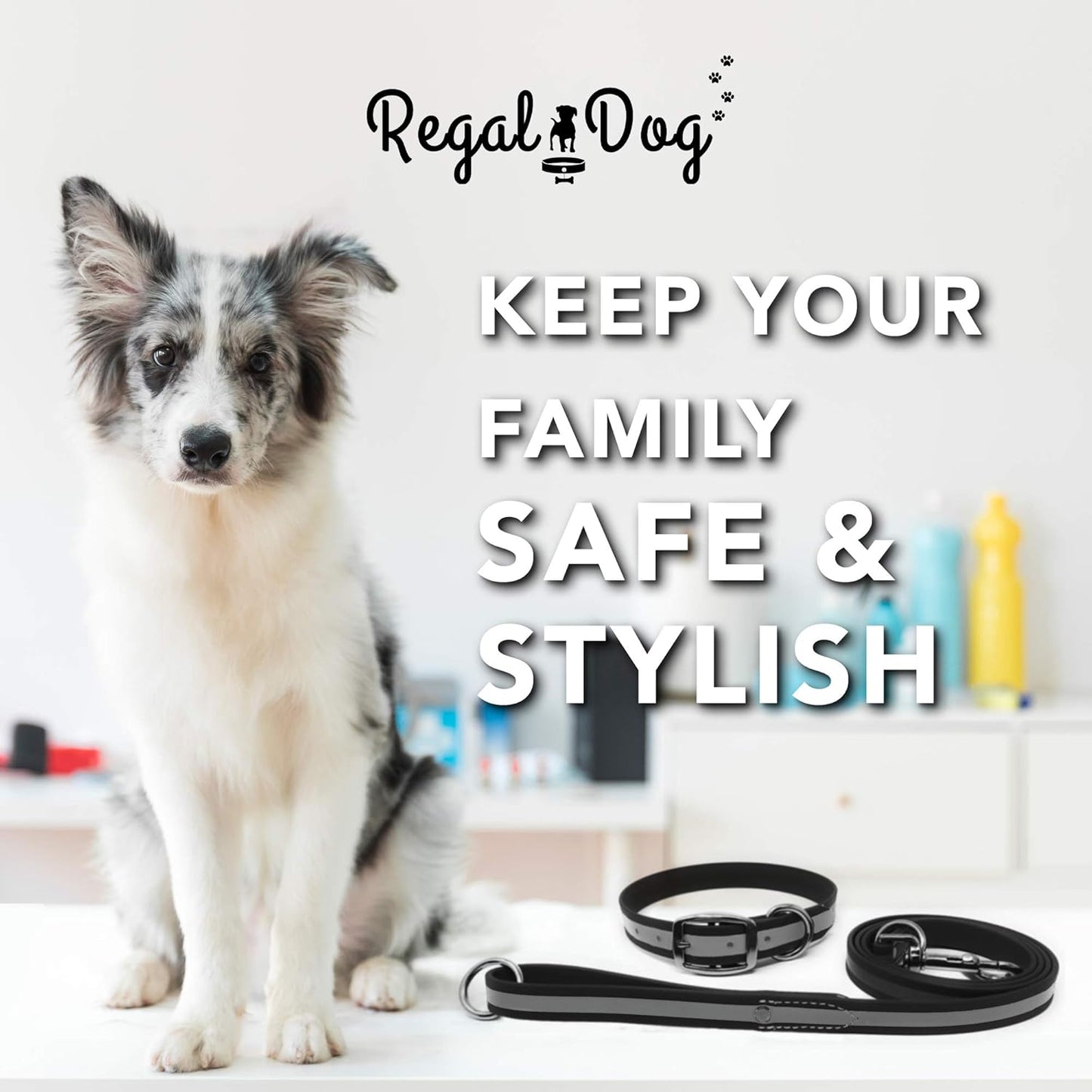 Regal Dog Products Heavy Duty Reflective Dog Collar – Adjustable and with Durable Metal Buckle and Rings Anti-Odor, chew Resistant, Waterproof Dog Collar for Small Medium and Large Dogs (Large, Pink)
