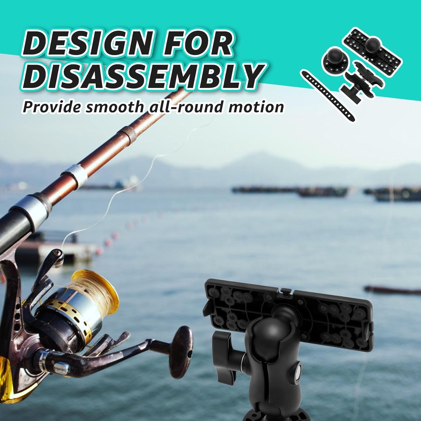 LYIYEYAN Fish Finder Mount Base, Universal 360° Rotation Ball-Mount Fish Finder Bracket, Fishing Boat Accessory for Marine Boat Kayak Pontoon Canoe