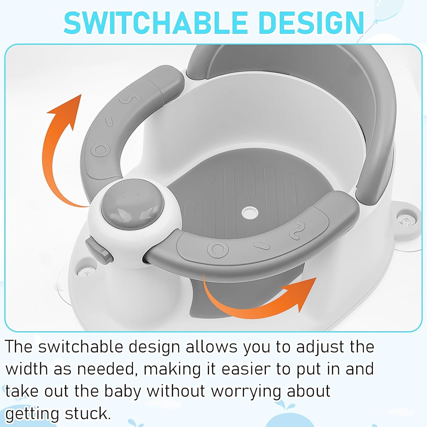 Baby Bath Seat for Babies 6 Months & Up, Non-Slip Infant Toddler Baby Bathtub Bath Seat for Sitting Up, Baby Tub Seat with Suction Cups for Shower (Grey)