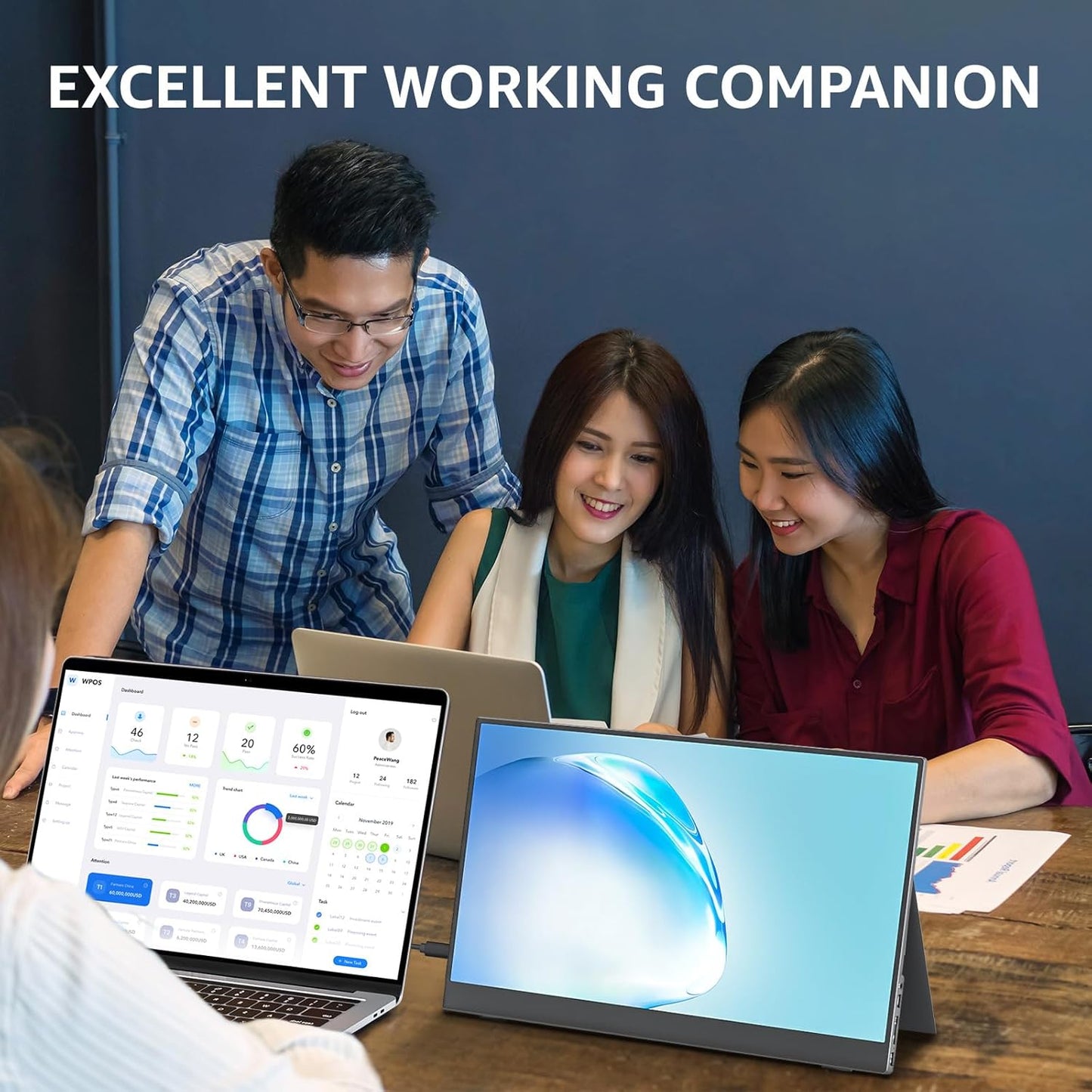 cocopar Portable Monitor 18.5 inch 1080P 100Hz 72% NTSC USB-C HDMI Large Portable Monitor for Laptop MacBook Xbox PS4/5 Switch