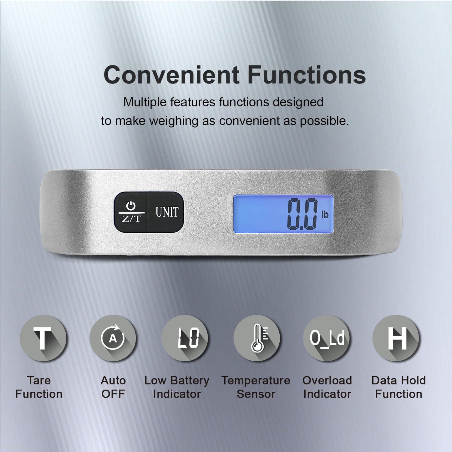 travel inspira Luggage Scale, Portable Digital Hanging Baggage Scale for Travel, Suitcase Weight Scale with Rubber Paint, 110 Pounds, Battery Included - Blue