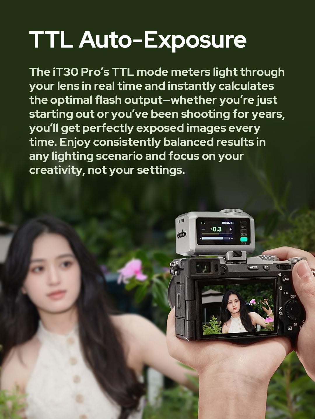 Godox iT30 Pro S iT30Pro-S Godox Flash for Sony Camera,TTL Flash,HSS 1/8000s, 2.4G Wireless Master/Receiver,Compatible with A7CII,A7IV,ZV-E10,A7RV,A7C,A7III,A6700,A6400,ZV-E1,FX3(Black)