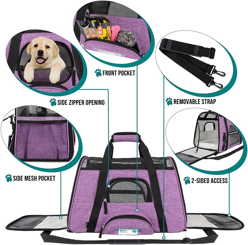 Premium Airline Approved Soft-Sided Pet Travel Carrier by PetAmi | Ventilated, Comfortable Design with Safety Features | Perfect For Plane or Car | Ideal for Small to Medium Sized Cats, Dogs, and Pets
