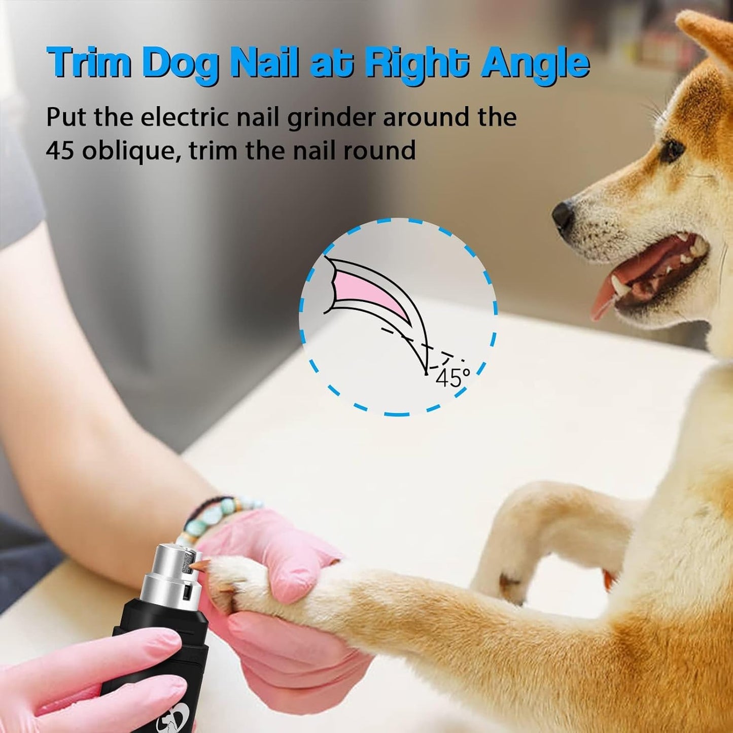 Casfuy Dog Nail Grinder Upgraded - Professional 2-Speed Electric Rechargeable Pet Nail Trimmer Painless Paws Grooming & Smoothing for Small Medium Large Dogs & Cats (White)