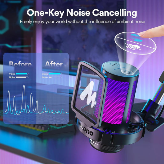 MAONO Gaming USB Microphone, Noise Cancellation Condenser mic with Mute, Gain, Monitoring, Boom Arm for Streaming, Podcast, Vocal, Twitch, YouTube, Discord, PC, Computer, PS4, PS5, Mac, DGM20S - PuriLite
