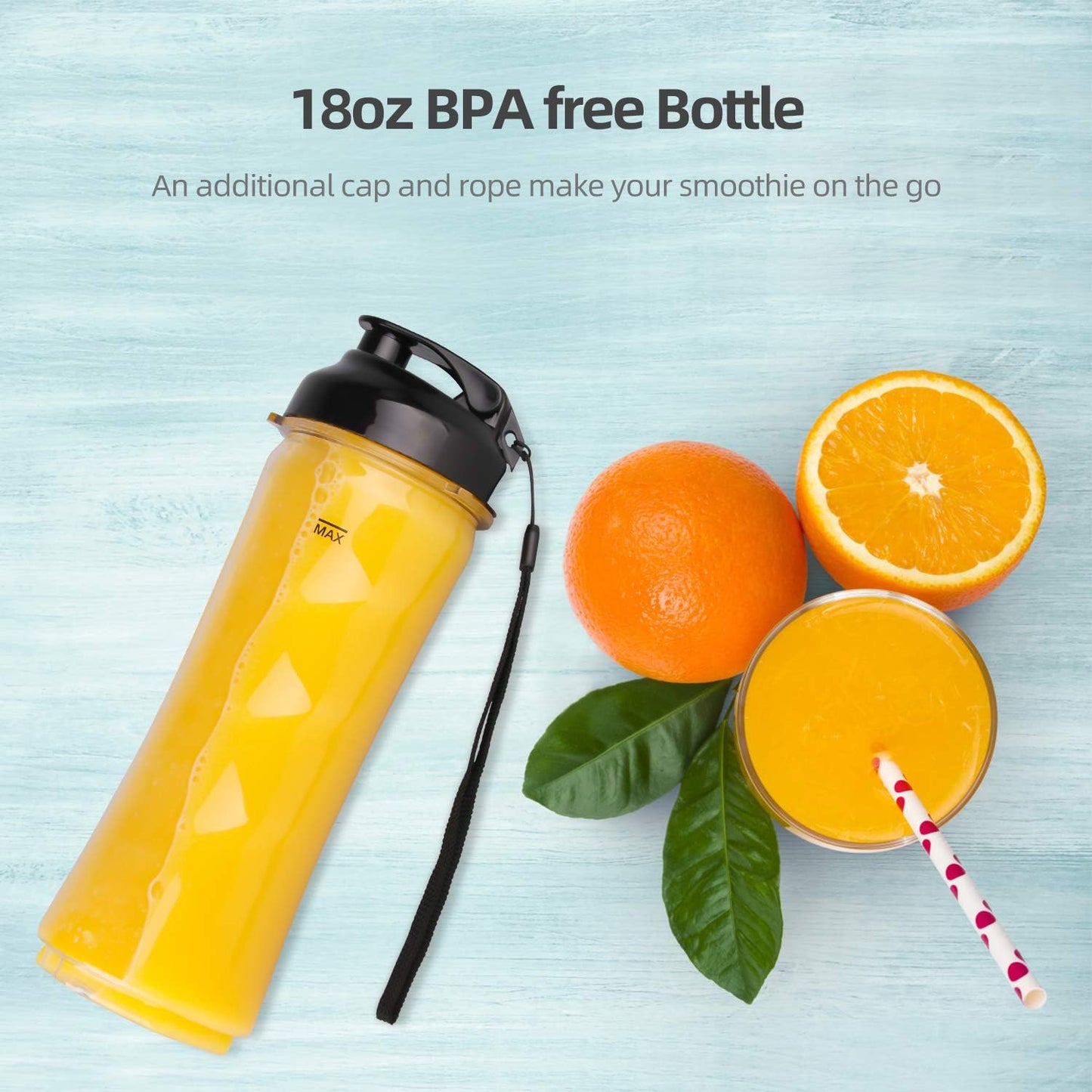 La Reveuse Smoothies Blender Personal Size 300 Watts with 2 Pieces 18 oz BPA Free Portable Travel Sports Bottles (Silver 2 Cups)