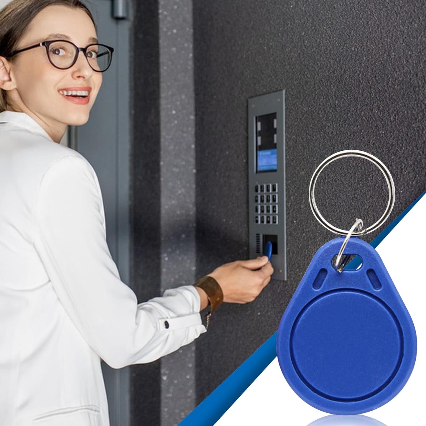 RFID Key Fobs 125KHz 50 PCS, T5577 Proximity ID Tag Rewritable Keypad Card Door Lock Entry Access Control System Fob Tag Wholesale (Black)