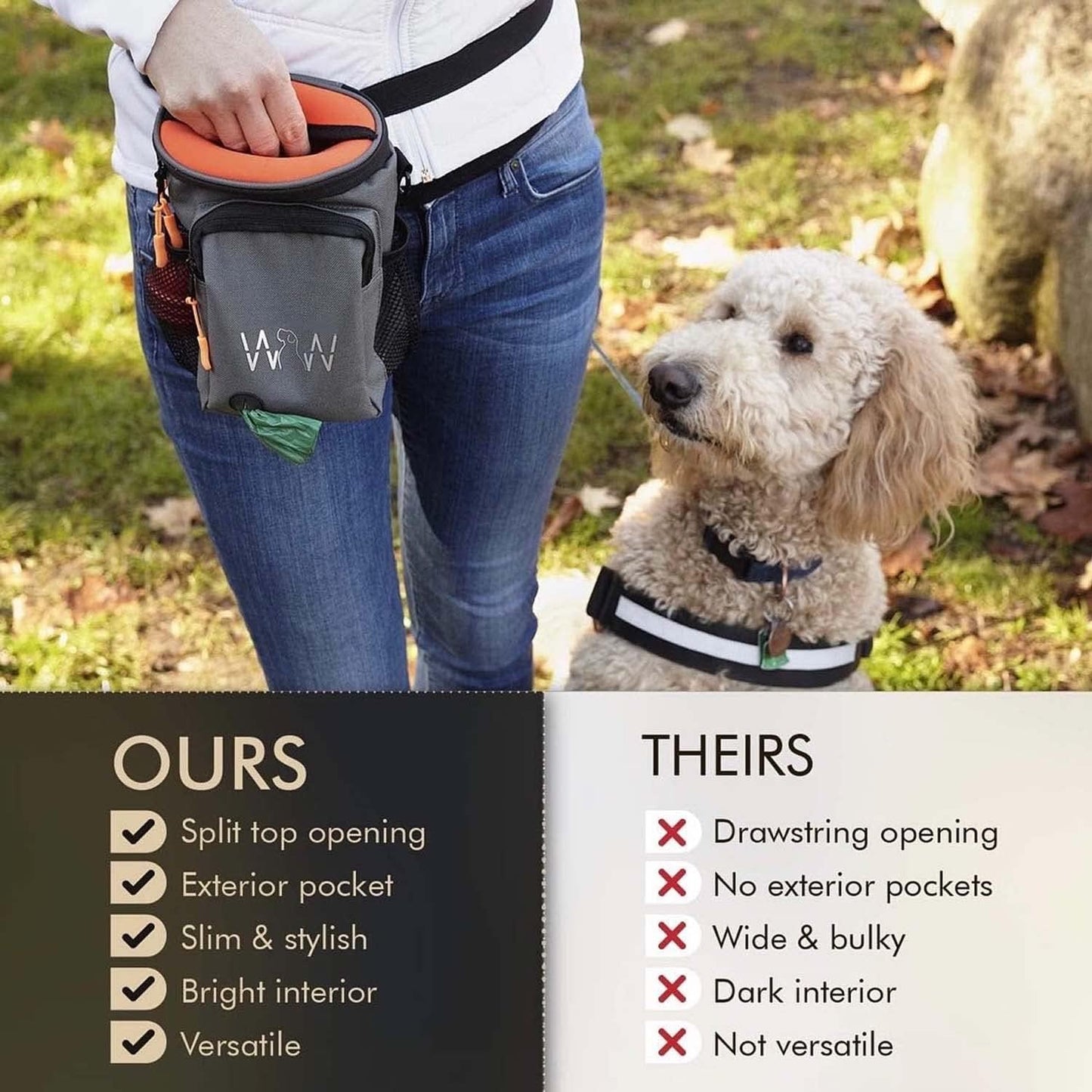 Wolf in Winter Quickdraw XL Dog Treat Pouch Bag for Training with Waste Bag Holder Phone Pocket and Belt Clip – Dog Accessories for Walking Hiking and Puppy Essentials – (Raspberry)