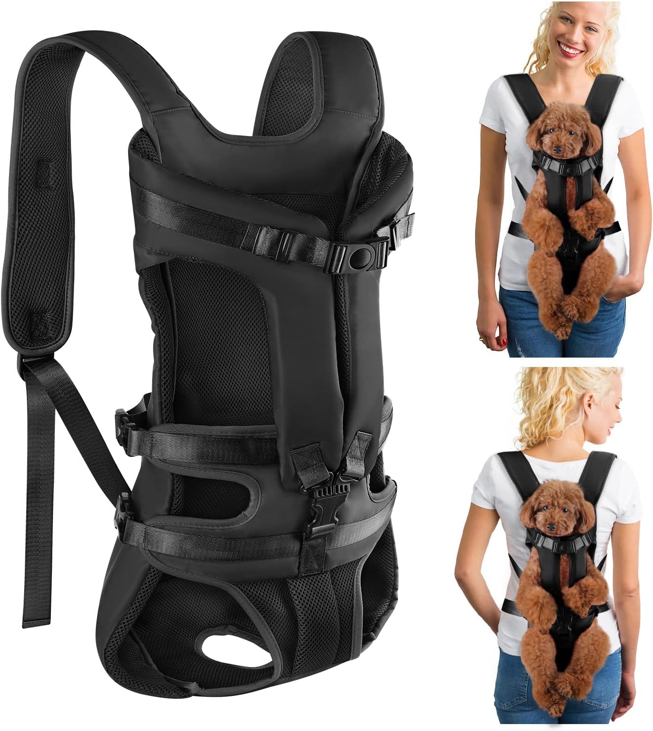 SlowTon Dog Carrier Backpack for Small Medium Dogs, Legs Out & Easy-Fit Dog Cat Puppy Front Carriers Bag for Pet Up to 35lbs, Adjustable Breathable Pet Backpack for Traveling Camping Hiking