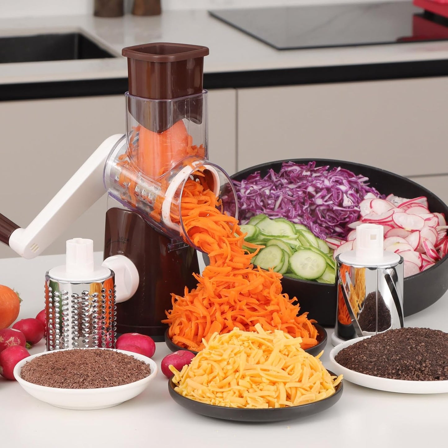 Purilite Select Rotary Cheese Grater with 3 Stainless Steel Blades