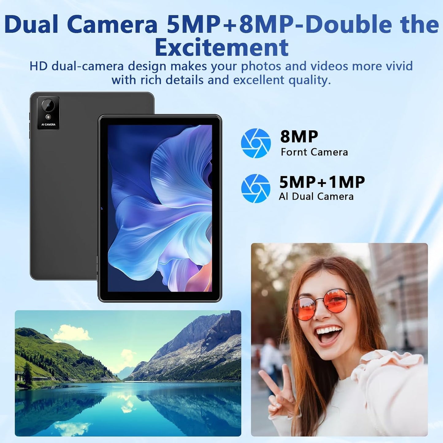 Tablet 10 Inch, 2025 Android 15 Newest Tablets, 18GB+128GB, 1TB Expand, Widevine L1 Compatible Octa-Core Tablet with WiFi 6, 6000mAh Battery, Dual Camera(5MP+8MP)