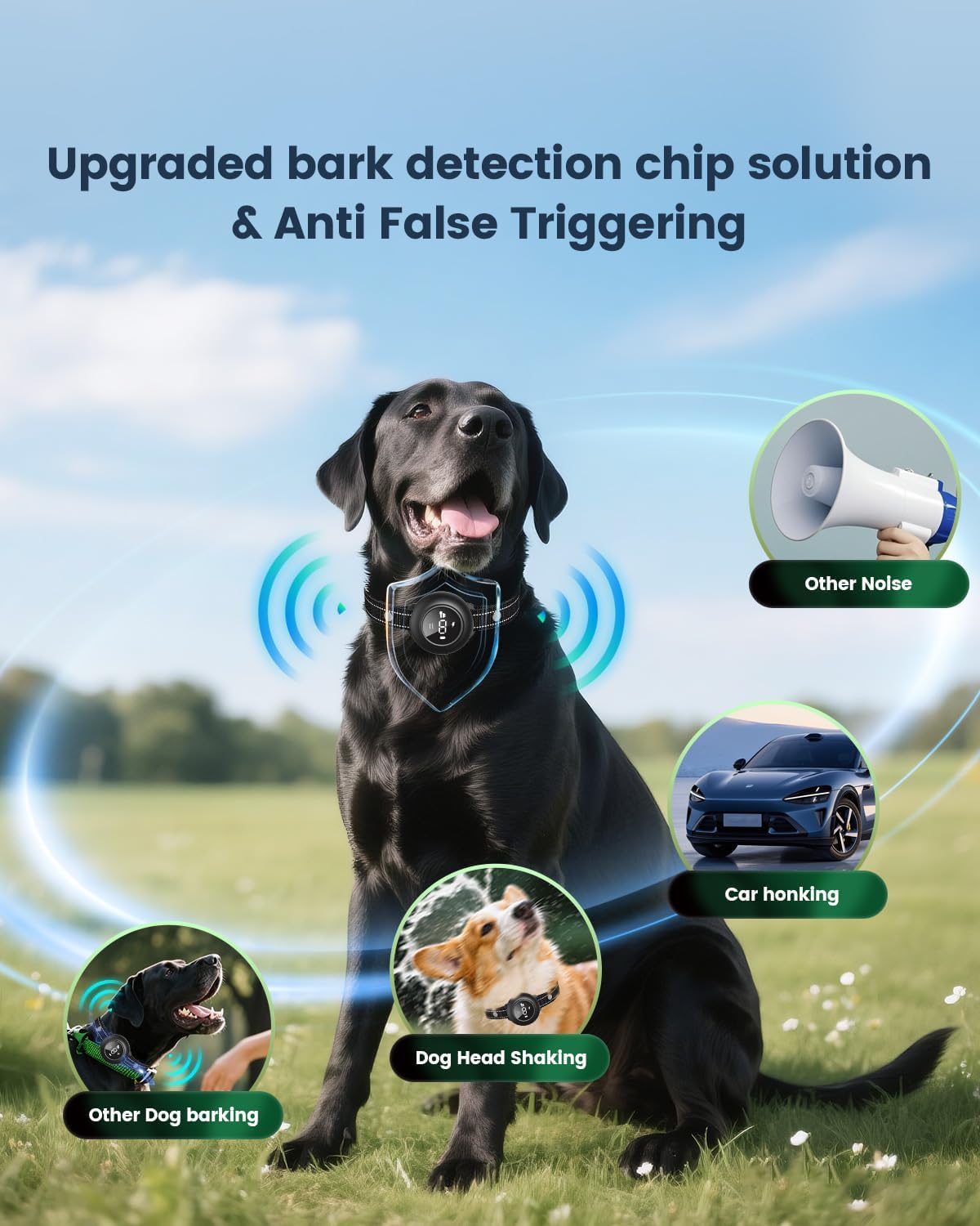 2-in-1 Dog Training Collar with Remote,Smart Anti Barking Device for Dog,Waterproof Dog Collar with 5 Adjustable Sensitivity for All Breeds,Rechargeable