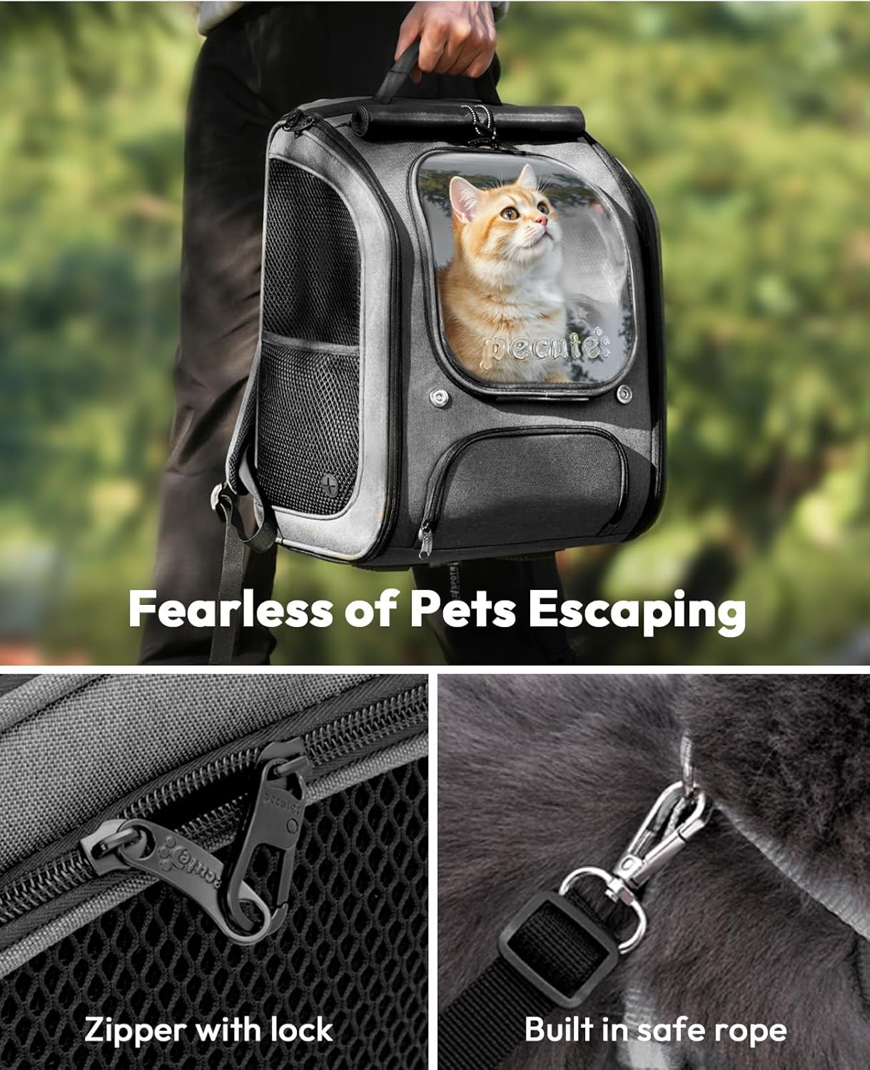 Pecute Bubble Cat Backpack, Large Space Cat Backpack Carrier with Breathable Mesh, Cat Carrier with Space Capsule Clear Bubble Window for Kitten and Puppy, Used in Travel Hiking Walking Outdoor,Green