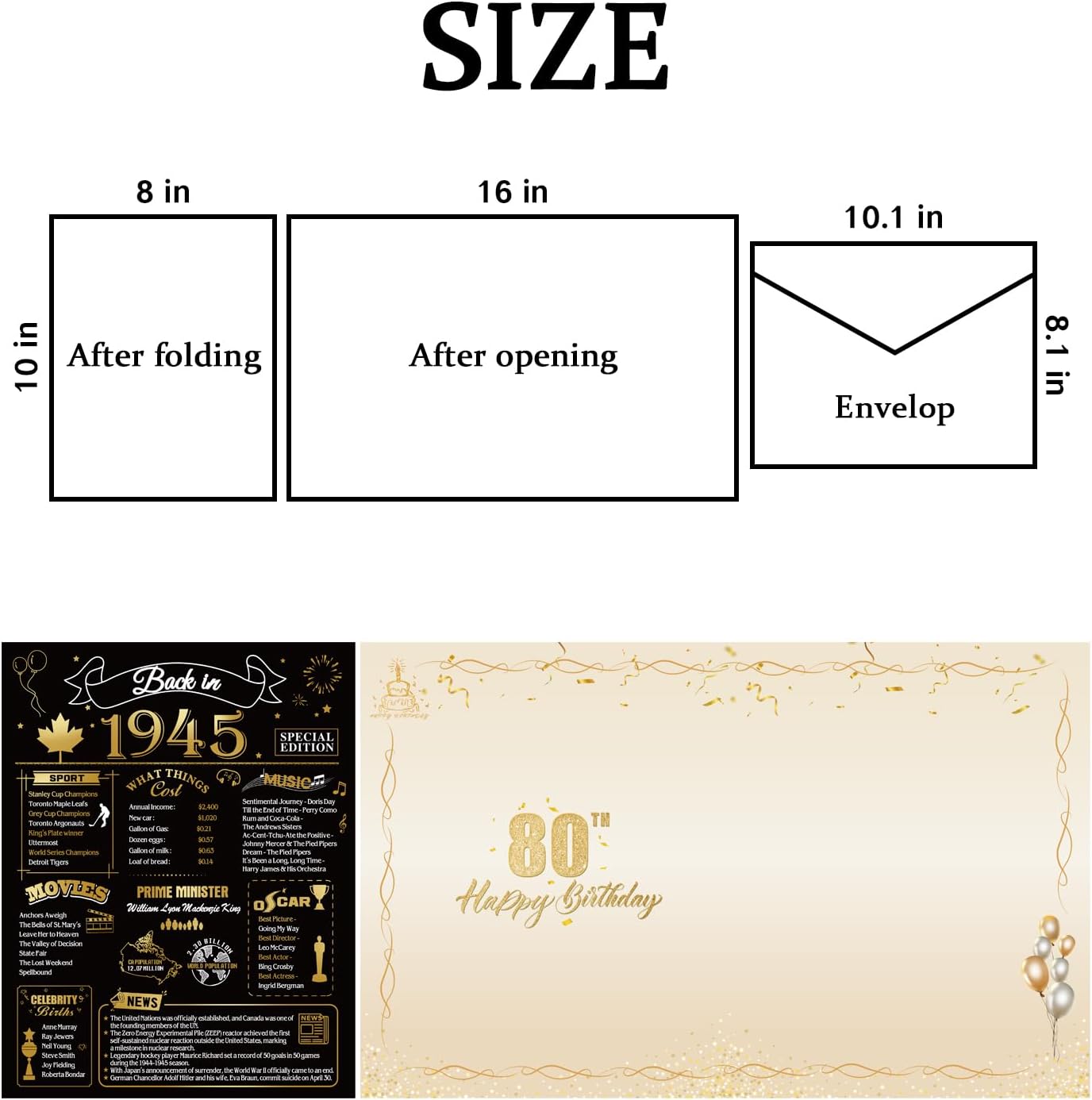 50th Birthday Card, Jumbo CANADA 25x20cm Back in 1975, Gilding Happy 50th Birthday Decoration for Woman, Men, Funny 50 Birthday Gifts for Wife, Husband, Him, Her, Mom