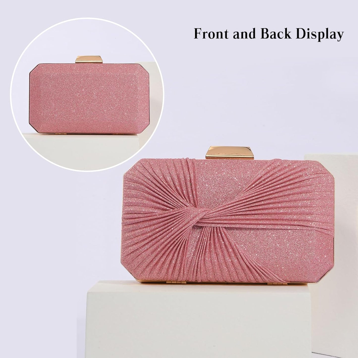 CORIOS Pleated Evening Bag Sparkly Sequin Clutch Bag for Women Sparkly Handbag Bridal Wedding Purse Elegant Crossbody Bag