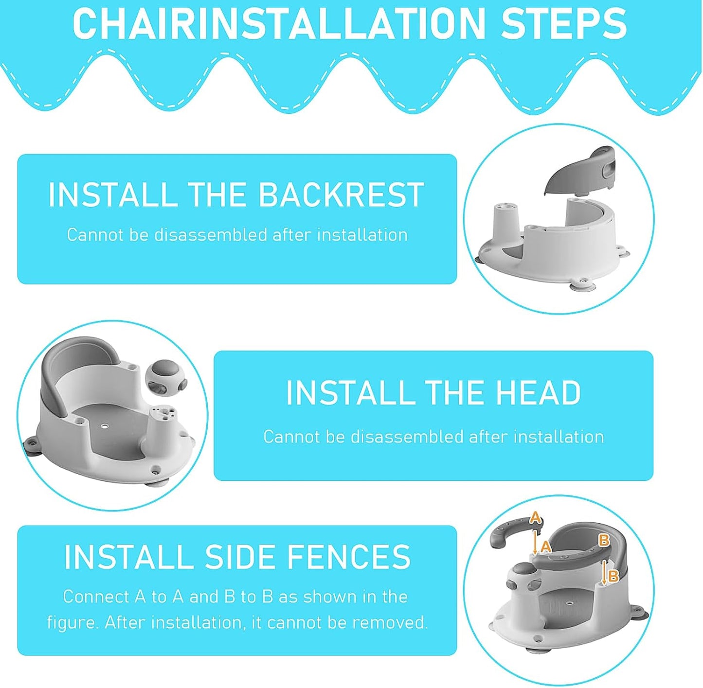 Baby Bath Seat for Babies 6 Months & Up, Non-Slip Infant Toddler Baby Bathtub Bath Seat for Sitting Up, Baby Tub Seat with Suction Cups for Shower (Grey)