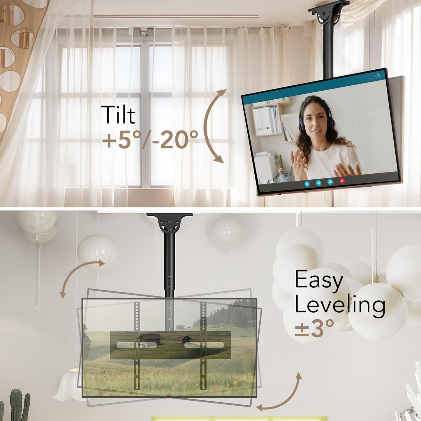 TV Wall Mount Bracket for 32-85 Inch TVs Full Motion Dual Articulating Arm with Swivel & Tilt, Max VESA 600x400mm, Supports 132 lbs for LCD/LED/OLED Flat & Curved Screens