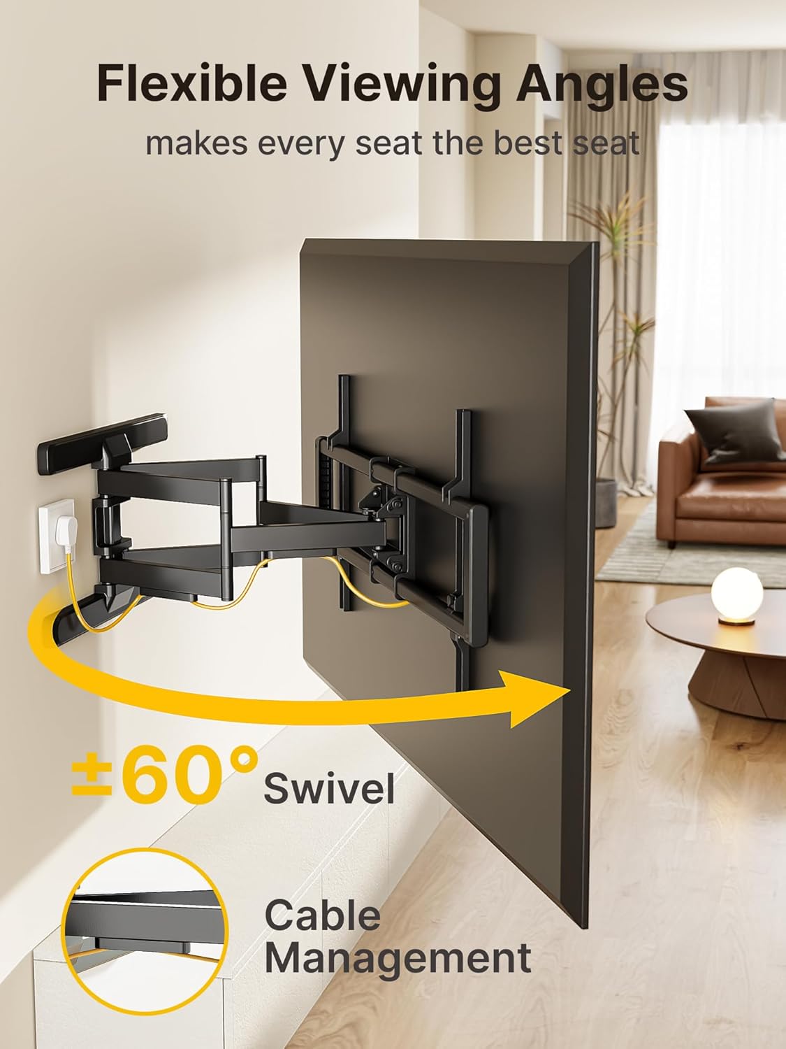 monTEK Long Arm TV Wall Mount for Most 43-90 Inch TVs, 42.5 Inch Long Extension TV Mount Swivel and Tilt, Full Motion Wall Mount TV Bracket Fit Max VESA 800 x 400mm, Up to 132 lbs, 16”,18” Studs